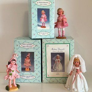 3 Madame Alexander Classic Collectible Figurines Ballet Class, Bride & Munchkin